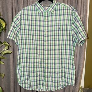 Penquin Men's Checkered Shirt in Green and Blue size large great condition